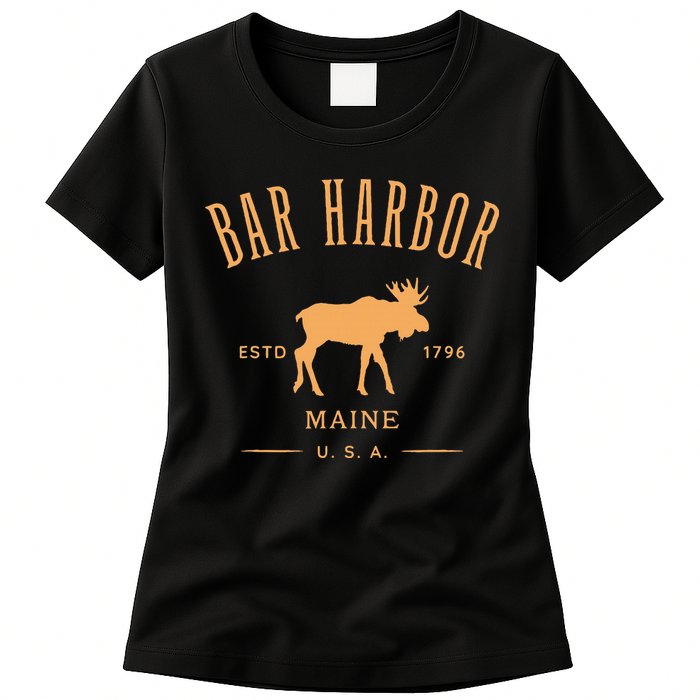 Bar Harbor Maine Usa With Moose Design Souvenir Womens T-Shirt