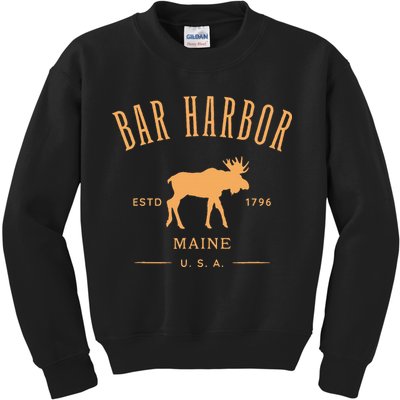Bar Harbor Maine Usa With Moose Design Souvenir Kids Sweatshirt