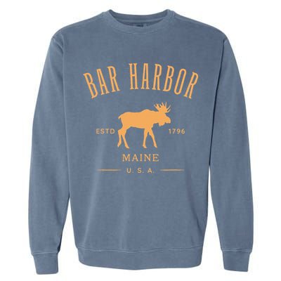 Bar Harbor Maine Usa With Moose Design Souvenir Garment-Dyed Sweatshirt