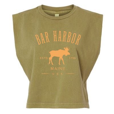 Bar Harbor Maine Usa With Moose Design Souvenir Garment-Dyed Women's Muscle Tee