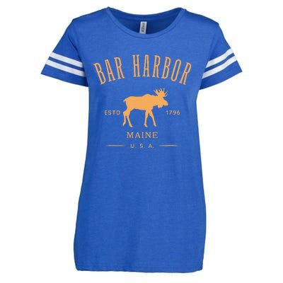 Bar Harbor Maine Usa With Moose Design Souvenir Enza Ladies Jersey Football T-Shirt