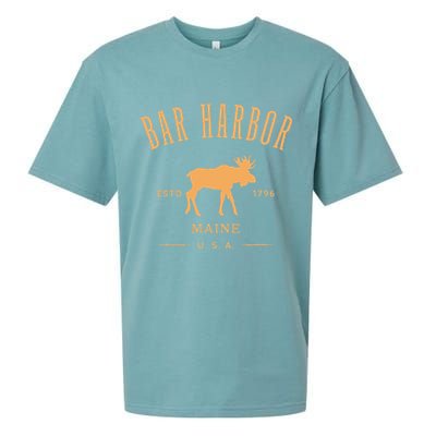 Bar Harbor Maine Usa With Moose Design Souvenir Sueded Cloud Jersey T-Shirt