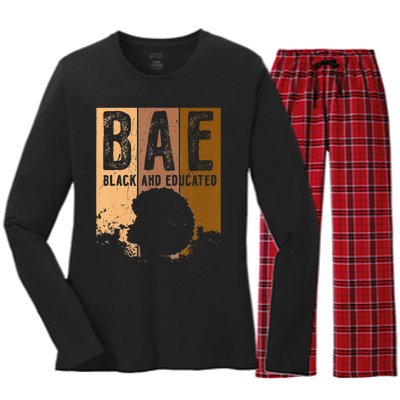 Black History Month BAE Black and Educated Melanin Women's Long Sleeve Flannel Pajama Set 