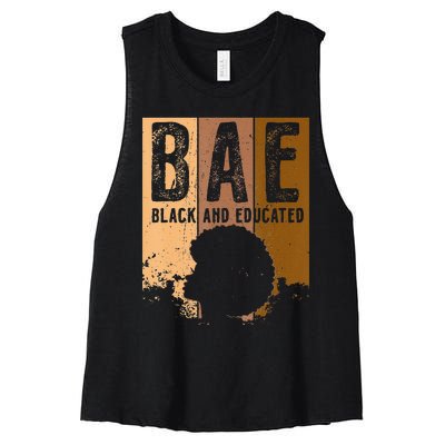 Black History Month BAE Black and Educated Melanin Women's Racerback Cropped Tank