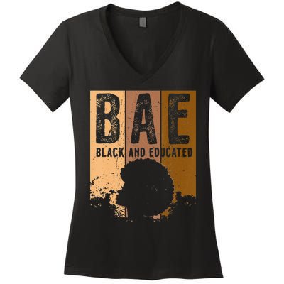 Black History Month BAE Black and Educated Melanin Women's V-Neck T-Shirt