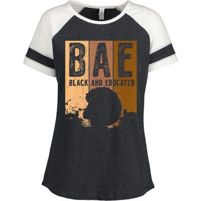 Black History Month BAE Black and Educated Melanin Enza Ladies Jersey Colorblock Tee