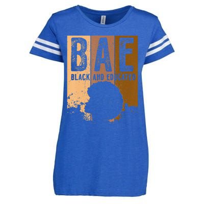 Black History Month BAE Black and Educated Melanin Enza Ladies Jersey Football T-Shirt