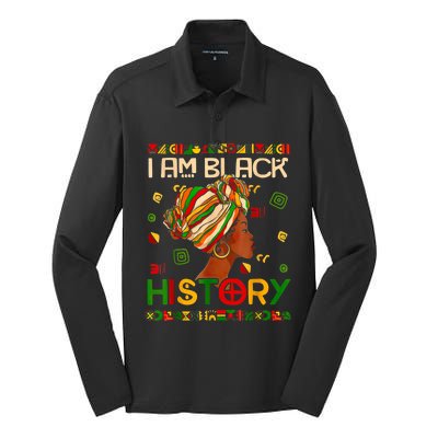 Black History Month Am Black History Black Woman Silk Touch Performance Long Sleeve Polo