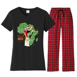 Black History Month Pride Fist Juneteenth Women's Flannel Pajama Set