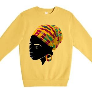 Black History Month Shirts Funny Kente Cloth Head Wrap Gift For African American Premium Crewneck Sweatshirt