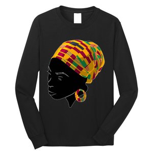 Black History Month Shirts Funny Kente Cloth Head Wrap Gift For African American Long Sleeve Shirt