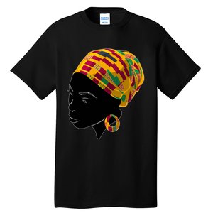 Black History Month Shirts Funny Kente Cloth Head Wrap Gift For African American Tall T-Shirt