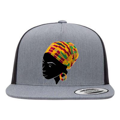 Black History Month Shirts Funny Kente Cloth Head Wrap Gift For African American Flat Bill Trucker Hat