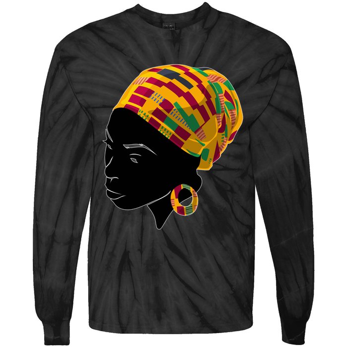 Black History Month Shirts Funny Kente Cloth Head Wrap Gift For African American Tie-Dye Long Sleeve Shirt