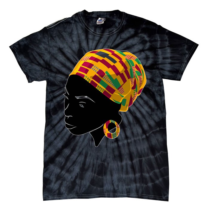 Black History Month Shirts Funny Kente Cloth Head Wrap Gift For African American Tie-Dye T-Shirt