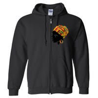 Black History Month Shirts Funny Kente Cloth Head Wrap Gift For African American Full Zip Hoodie