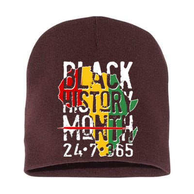 Black History Month 24 7 365 Short Acrylic Beanie