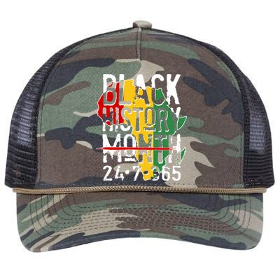 Black History Month 24 7 365 Retro Rope Trucker Hat Cap