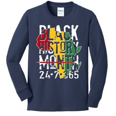 Black History Month 24 7 365 Kids Long Sleeve Shirt