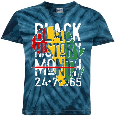 Black History Month 24 7 365 Kids Tie-Dye T-Shirt