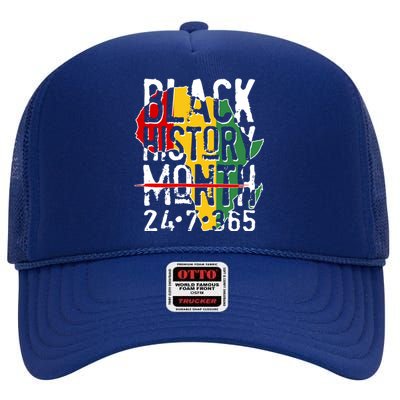 Black History Month 24 7 365 High Crown Mesh Back Trucker Hat