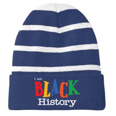 Black History Month I Am Black History Striped Beanie with Solid Band