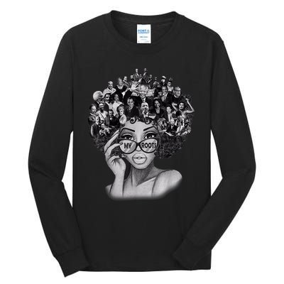 Black History Month Shirt I Love My Roots Back Powerful BLM Tall Long Sleeve T-Shirt