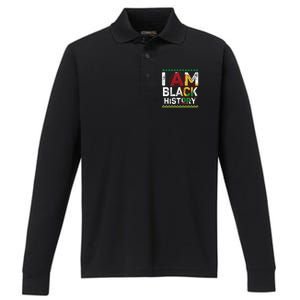 Black History Month Shirts I Am Black History African American Pride Celebration Performance Long Sleeve Polo