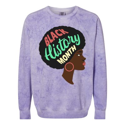 Black History Month Female African American Colorblast Crewneck Sweatshirt