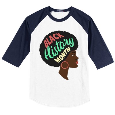 Black History Month Female African American Baseball Sleeve Shirt