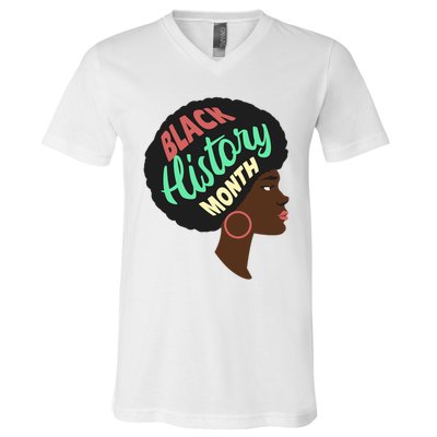 Black History Month Female African American V-Neck T-Shirt