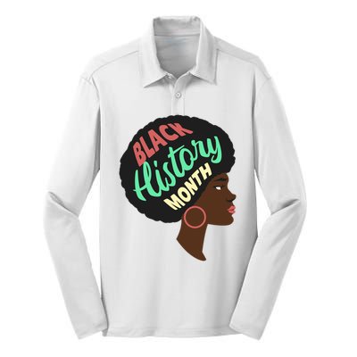 Black History Month Female African American Silk Touch Performance Long Sleeve Polo