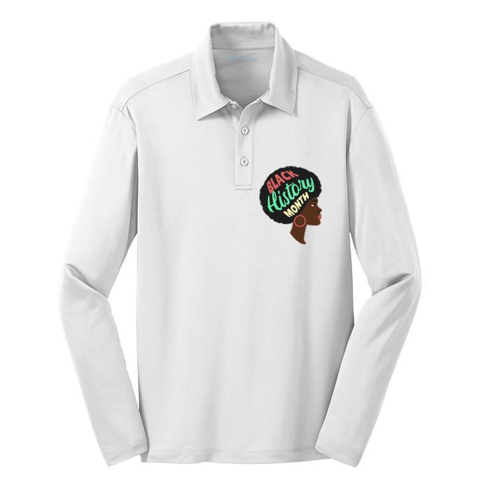 Black History Month Female African American Silk Touch Performance Long Sleeve Polo