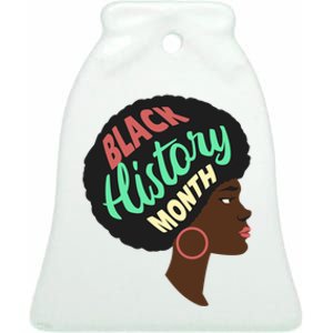 Black History Month Female African American Ceramic Bell Ornament