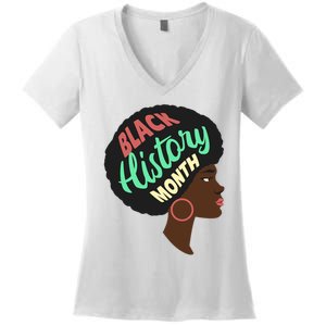 Black History Month Female African American Women's V-Neck T-Shirt