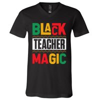 Black History Month Teacher Magic Graphic V-Neck T-Shirt