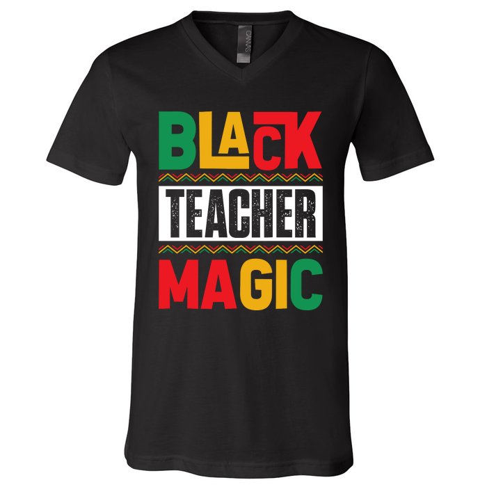 Black History Month Teacher Magic Graphic V-Neck T-Shirt