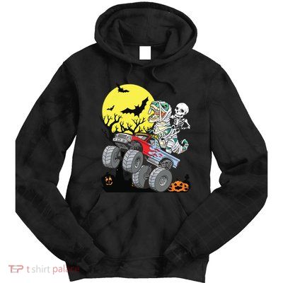 Boy Halloween Monster Truck Pumpkin Mummy Dinosaur T Rex Tie Dye Hoodie
