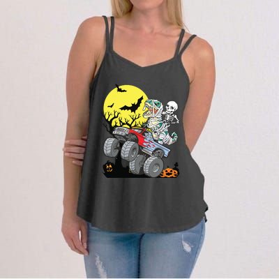 Boy Halloween Monster Truck Pumpkin Mummy Dinosaur T Rex Women's Strappy Tank