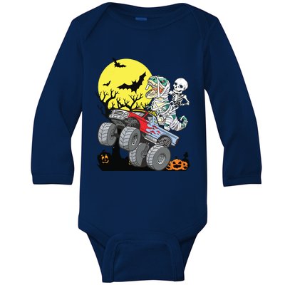 Boy Halloween Monster Truck Pumpkin Mummy Dinosaur T Rex Baby Long Sleeve Bodysuit