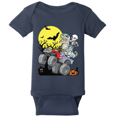 Boy Halloween Monster Truck Pumpkin Mummy Dinosaur T Rex Baby Bodysuit