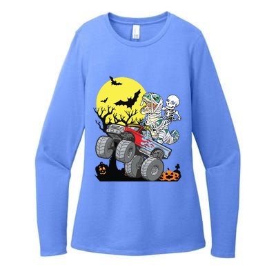 Boy Halloween Monster Truck Pumpkin Mummy Dinosaur T Rex Womens CVC Long Sleeve Shirt