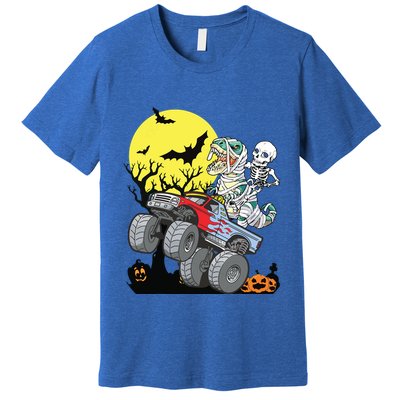 Boy Halloween Monster Truck Pumpkin Mummy Dinosaur T Rex Premium T-Shirt