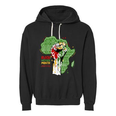 Black History Month Pride Fist Juneteenth Garment-Dyed Fleece Hoodie