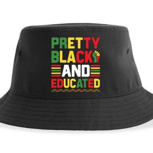 Black History Month Pretty Black And Educated Graphic Sustainable Bucket Hat