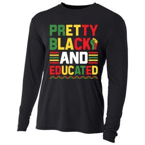 Black History Month Pretty Black And Educated Graphic Cooling Performance Long Sleeve Crew