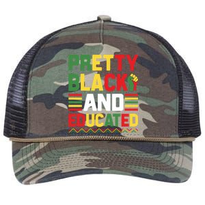 Black History Month Pretty Black And Educated Graphic Retro Rope Trucker Hat Cap