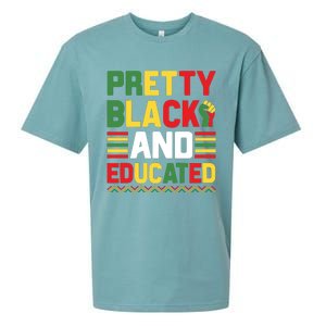 Black History Month Pretty Black And Educated Graphic Sueded Cloud Jersey T-Shirt