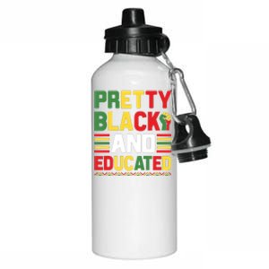 Black History Month Pretty Black And Educated Graphic Aluminum Water Bottle