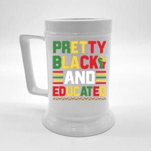 Black History Month Pretty Black And Educated Graphic Beer Stein